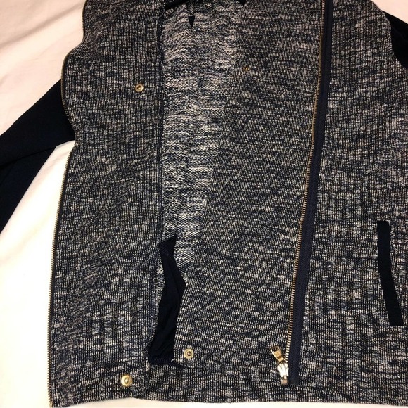 Tommy Hilfiger Athluxe Mixed Fabric Blue Tweed Gold Jacket Extra Small - Picture 12 of 13